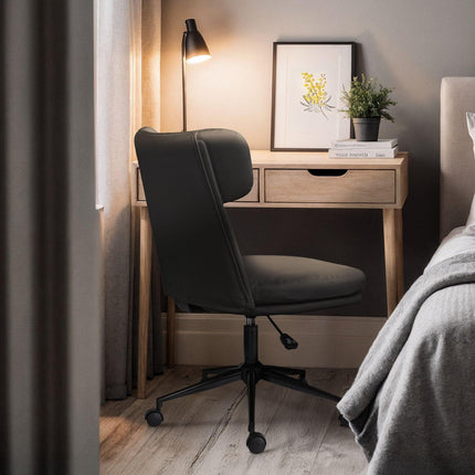 Office Desk Chair - PU Leather Home Office Swivel Chair Computer Seat BLACK.