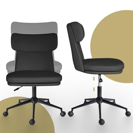 Office Desk Chair - PU Leather Home Office Swivel Chair Computer Seat BLACK.