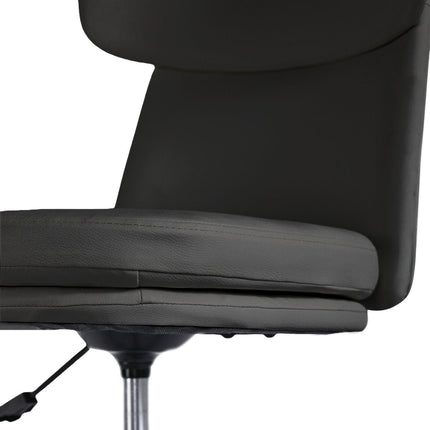 Office Desk Chair - PU Leather Home Office Swivel Chair Computer Seat BLACK.