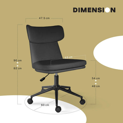 Office Desk Chair - PU Leather Home Office Swivel Chair Computer Seat BLACK.