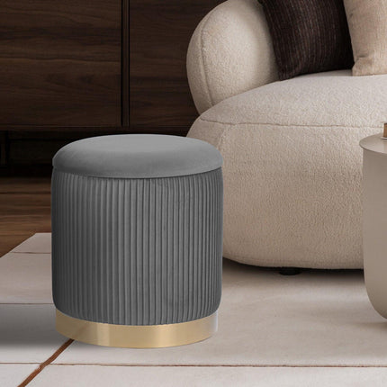 3 Piece Set Storage Ottoman - Blanket Box Velvet Padded Bench Stool FAYE GREY.