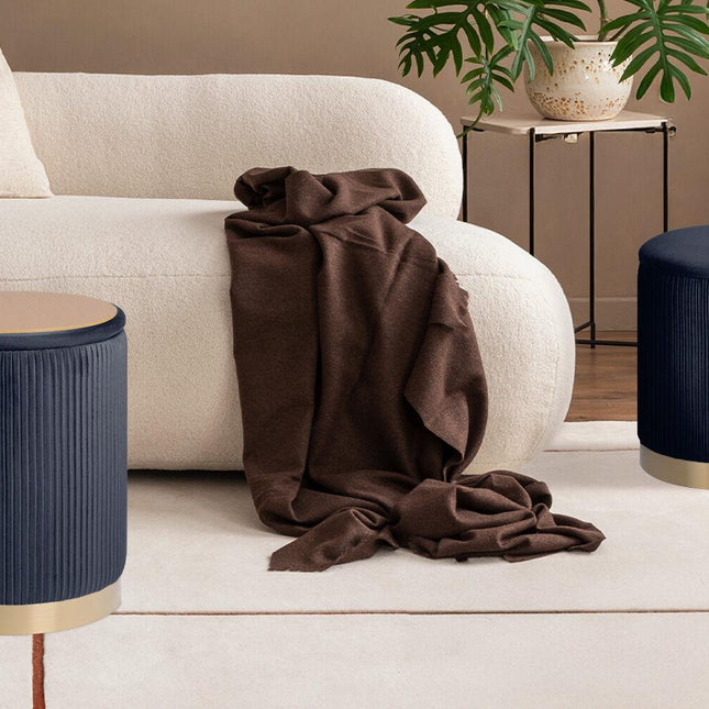 2X Side Table Storage Ottoman - Velvet Stool MIRA Black.