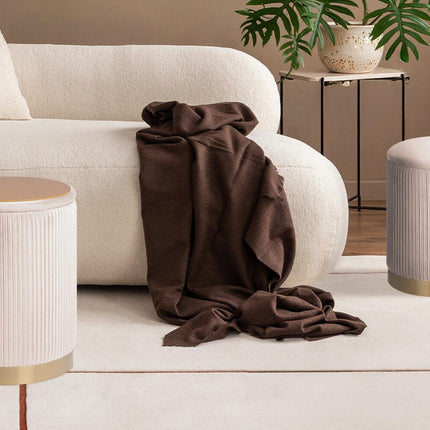 2X Side Table Storage Ottoman - Velvet Stool MIRA Cream.