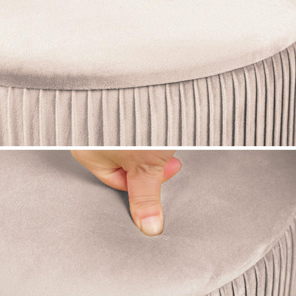 2X Side Table Storage Ottoman - Velvet Stool MIRA Cream.