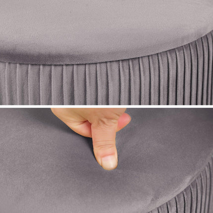 2X Side Table Storage Ottoman - Velvet Stool MIRA Grey.
