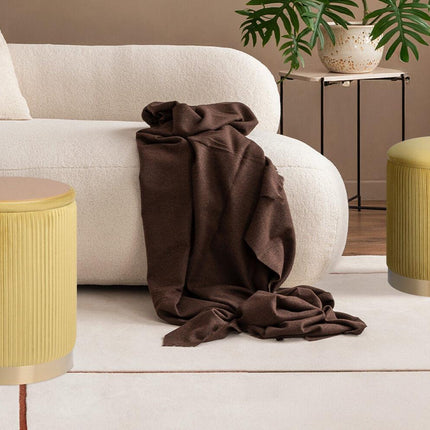 2X Side Table Storage Ottoman - Velvet Stool MIRA Mustard.