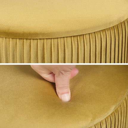 2X Side Table Storage Ottoman - Velvet Stool MIRA Mustard.
