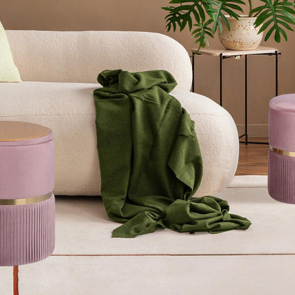 2X Side Table Storage Ottoman - Velvet Padded Stool Vanity Footstool REMI Pink.