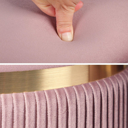 2X Side Table Storage Ottoman - Velvet Padded Stool Vanity Footstool REMI Pink.