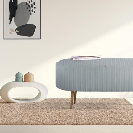 Coffee Table Storage Ottoman - Corduroy Padded Blanket Box Bench ESME - DUSTY BLUE.