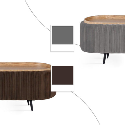 Coffee Table Storage Ottoman - Velvet Padded Blanket Box Bench IRENE BROWN.