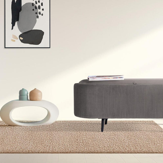 Coffee Table Storage Ottoman - Velvet Padded Blanket Box Bench IRENE GREY.