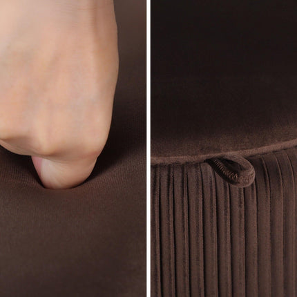 Side Table Storage Ottoman - Velvet Padded Stool Vanity Footstool CLEO BROWN.