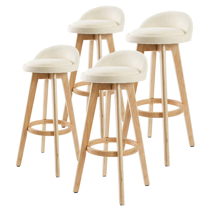 4X Wooden Bar Stool Dining Chair Fabric LEILA 72cm BEIGE.