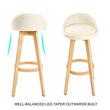 4X Wooden Bar Stool Dining Chair Fabric LEILA 72cm BEIGE.