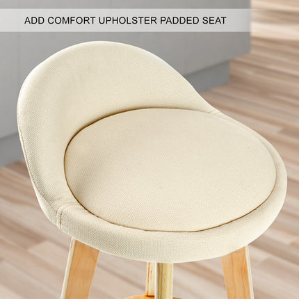 4X Wooden Bar Stool Dining Chair Fabric LEILA 72cm BEIGE.