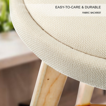 4X Wooden Bar Stool Dining Chair Fabric LEILA 72cm BEIGE.