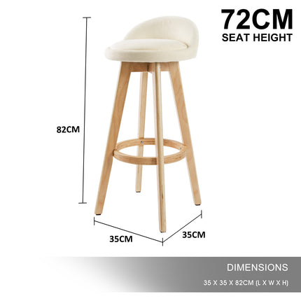 4X Wooden Bar Stool Dining Chair Fabric LEILA 72cm BEIGE.