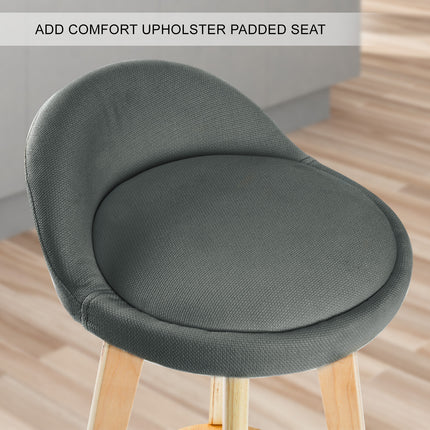 4X Wooden Bar Stool Dining Chair Fabric LEILA 72cm GREY.