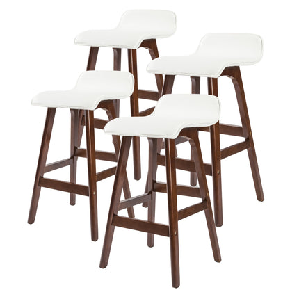 4X Wooden Bar Stool Dining Chair Leather SOPHIA 65cm WHITE BROWN.