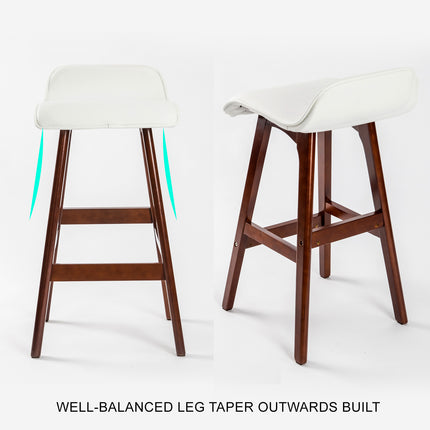 4X Wooden Bar Stool Dining Chair Leather SOPHIA 65cm WHITE BROWN.