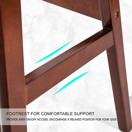 4X Wooden Bar Stool Dining Chair Leather SOPHIA 65cm WHITE BROWN.