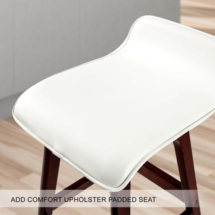 4X Wooden Bar Stool Dining Chair Leather SOPHIA 65cm WHITE BROWN.