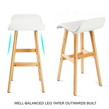 2X Wooden Bar Stool Dining Chair Leather SOPHIA 74cm WHITE.