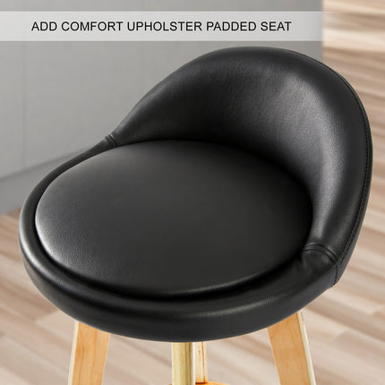 2X Wooden Bar Stool Dining Chair Leather LEILA 72cm BLACK.