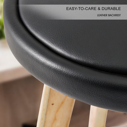 4X Wooden Bar Stool Dining Chair Leather LEILA 72cm BLACK.