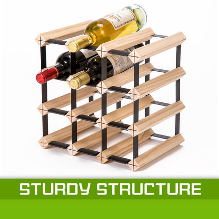 Timber Wine Rack Storage Cellar Organiser 12 Bottle.