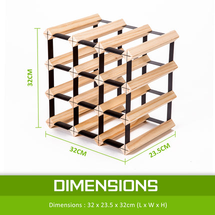 Timber Wine Rack Storage Cellar Organiser 12 Bottle.