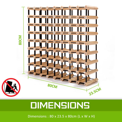 Timber Wine Rack Storage Cellar Organiser 72 Bottle.
