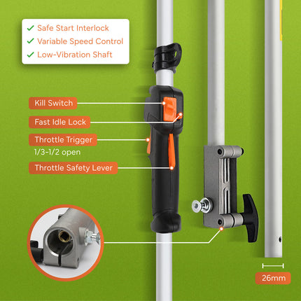 Dynamic Power 26cc Petrol Whipper Snipper Brush Cutter + 1 Blade.