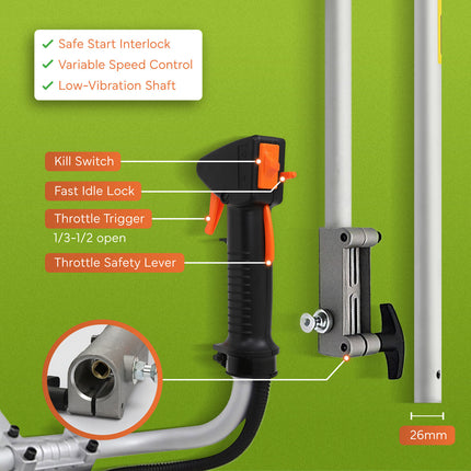 Dynamic Power 43cc Petrol Whipper Snipper Brush Cutter + 4 Blade.