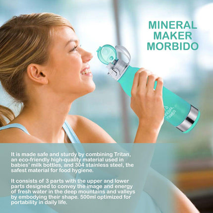 Mineral Maker MORBIDO Alkaline Filter Water Bottle + a Mineral Stone Pouch BLUE.