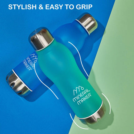 Mineral Maker MORBIDO Alkaline Filter Water Bottle + a Mineral Stone Pouch GREEN.
