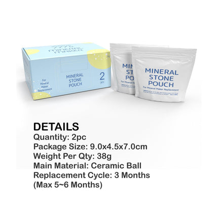 2X Alkaline Mineral Maker Stone Pouch Water Filter Pad Replacement Ceramic Balls.