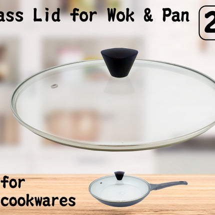 KOMAN Stainless Steel Glass Lid with Bakelite Handle - 26cm.
