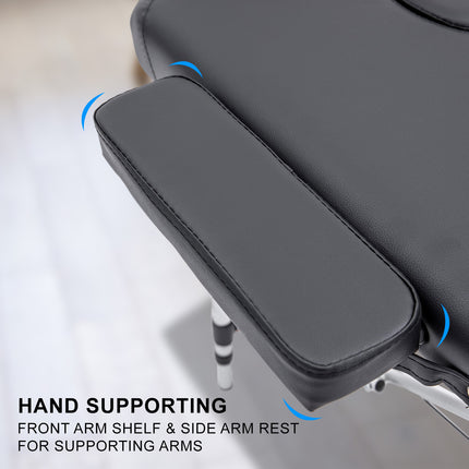 Aluminium Portable Beauty Massage Table Bed 2 Fold 55cm Black.