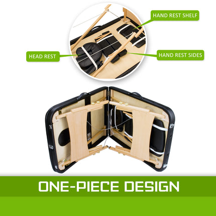 Wooden Portable Massage Table Bed 3 Fold 70cm BLACK.