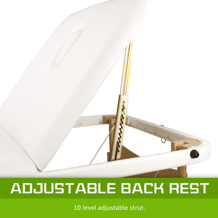 Wooden Portable Beauty Massage Table Bed 3 Fold 70cm WHITE.