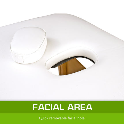 Wooden Portable Beauty Massage Table Bed 3 Fold 70cm WHITE.