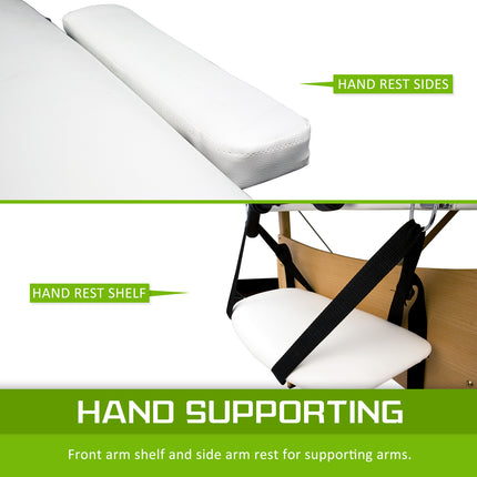Wooden Portable Beauty Massage Table Bed 3 Fold 70cm WHITE.