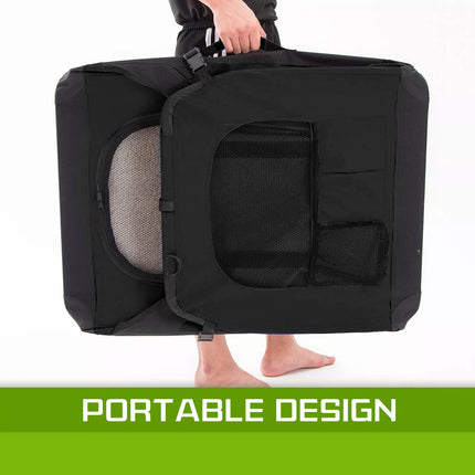 Portable Soft Dog Cage Crate Carrier L BLACK.