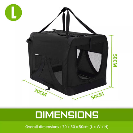 Portable Soft Dog Cage Crate Carrier L BLACK.