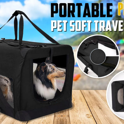 Portable Soft Dog Cage Crate Carrier XL BLACK.