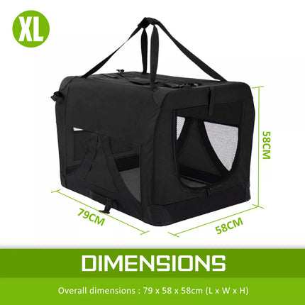 Portable Soft Dog Cage Crate Carrier XL BLACK.