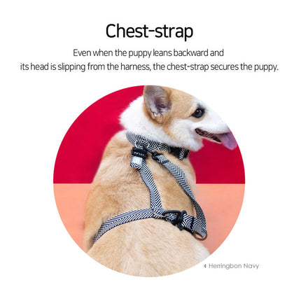 Dog Double-Lined Straps Harness Adjustable L MARBLE PINK.