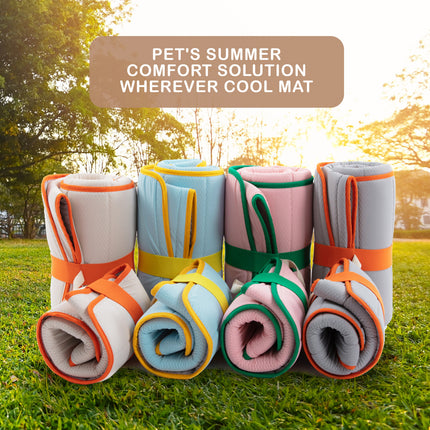 Pet Dog Cooling Mat Non-Slip Travel Roll Up Cool Pad Bed Outdoor M BLUE.
